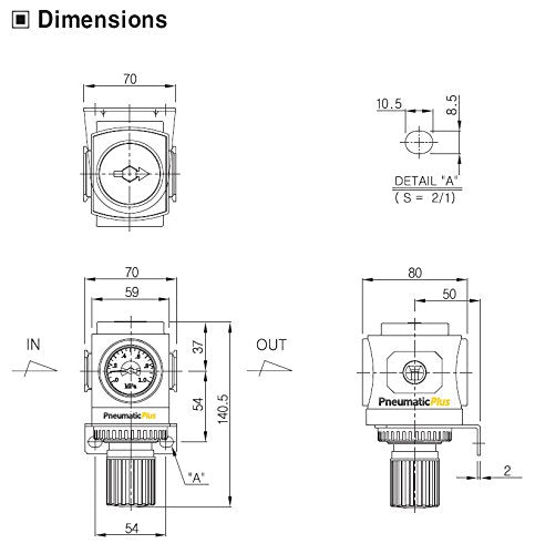 Pneumaticplus Ppr Series Compressed Air Pressure Regulator   Embedded Gauge & Bracket Included (1/2'' Npt)