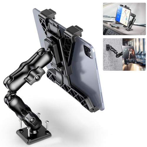 Ohlpro Tablet Holder For Truck, Heavy Duty Ipad Mount For Drill Base 360�Adjustable 2 Stage Arm Car Stand For All 7'   11.5' Ipad Pro,Mini,Samsung Tab,Nexus, Great For Desks,Wall, Businesses