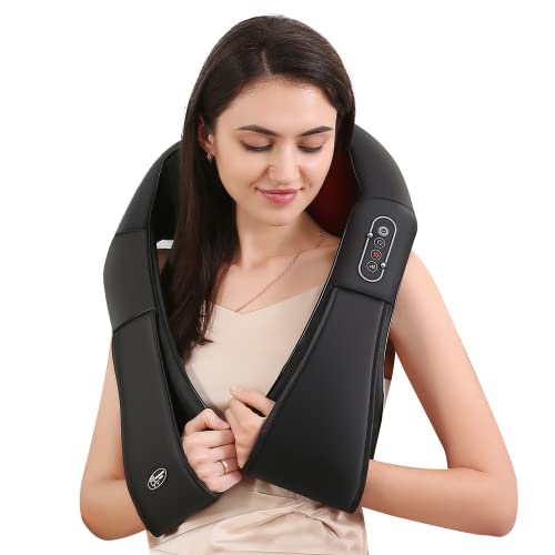 Careboda Shiatsu Neck And Back Massager With Soothing Heat, Electric Shoulder Massage 8 Nodes Deep Tissue 3D Kneading Massages F