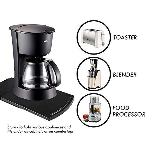 2 Pack Sliding Coffee Maker Tray, 12 Countertop Appliance Caddy Slider For Blender Toaster Under Carbinet, Black Abs Rolling Out