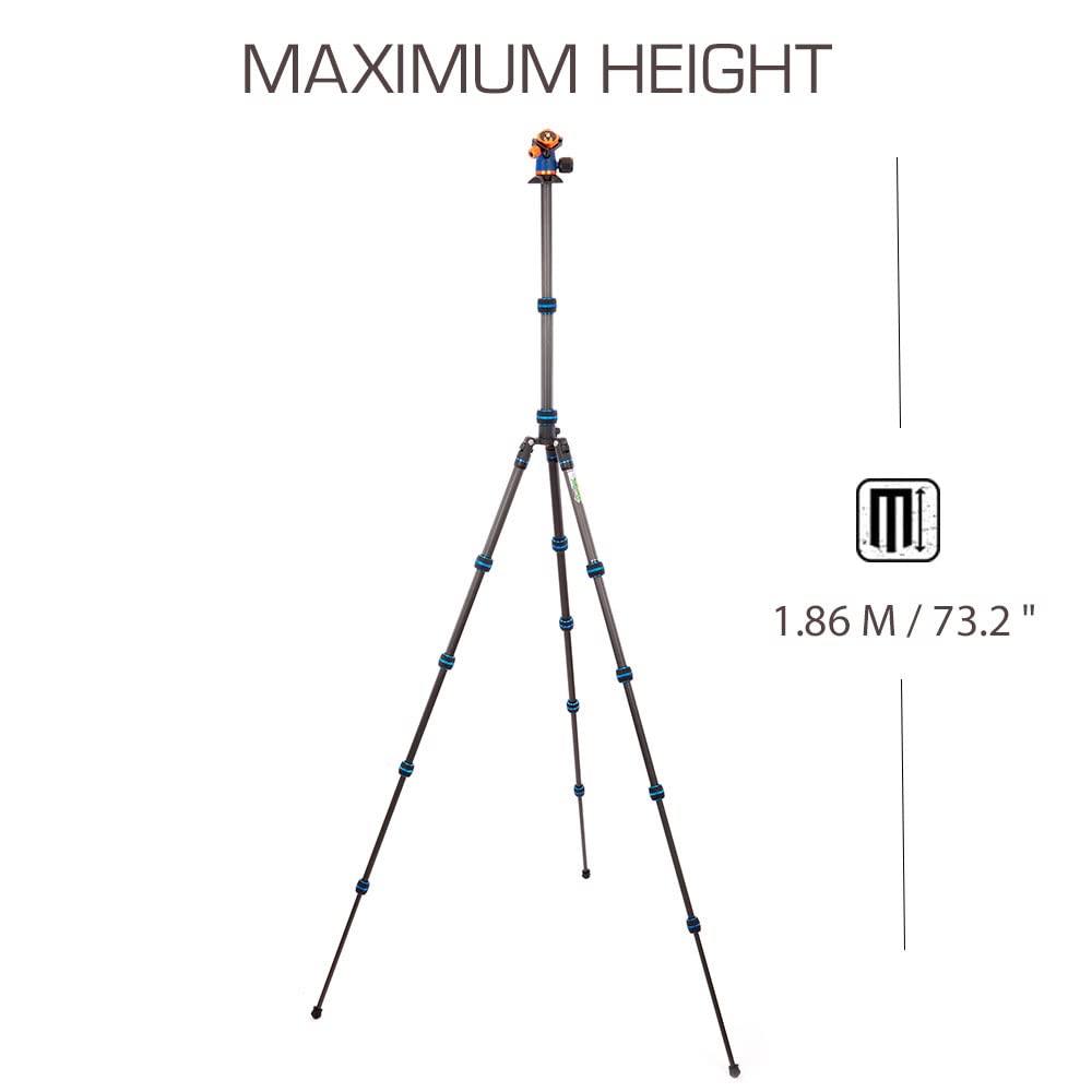 3 Legged Thing Punks Brian 2.0 Carbon Fibre Travel Friendly Tripod   Compact & Adjustable Camera Tripod With Three Detachable Legs   Blue/Black (Brianblue2.0)
