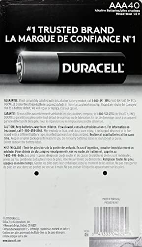 Duracell   Coppertop Aaa Alkaline Batteries   Long Lasting, All Purpose Triple A Battery For Household And Business   40 Count