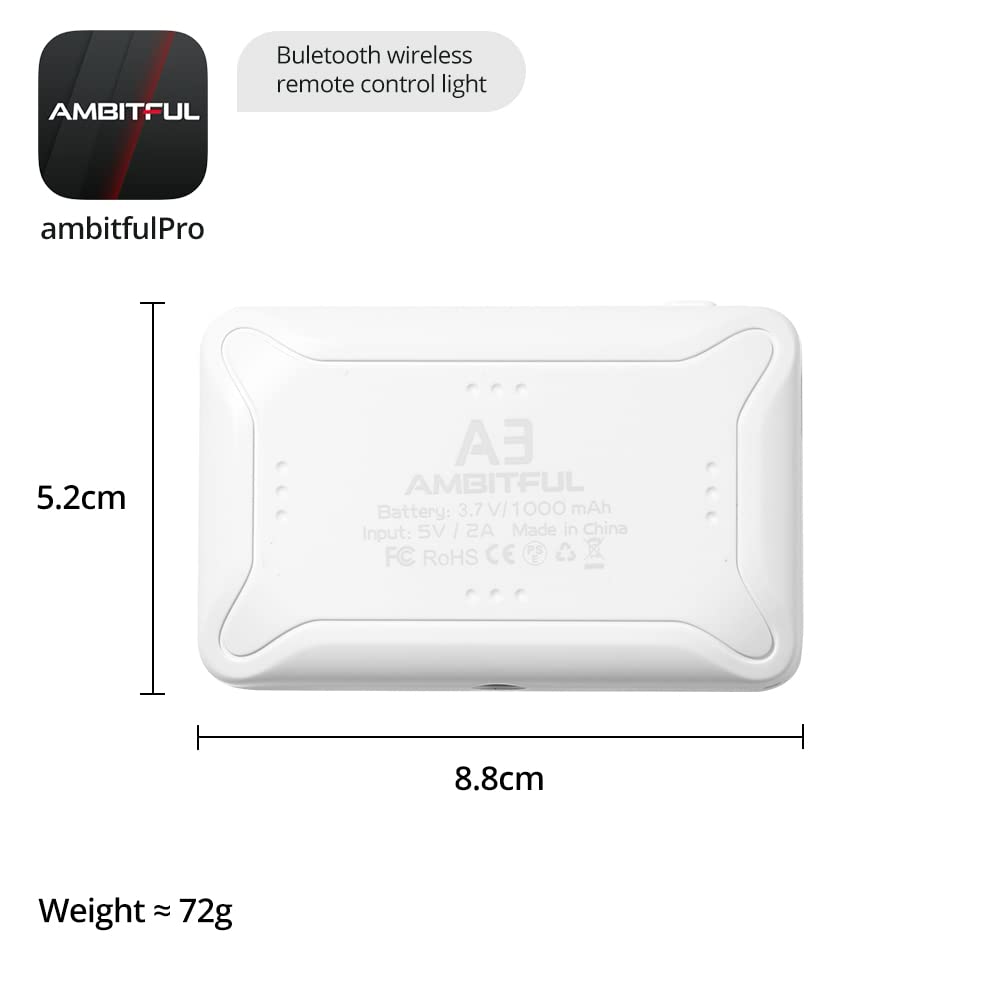 Ambitful A3 Full Color Rgb Led Mini Light, Built In Fx Effects,350Lx(0.5M,5500K) Ra/95 Tlci/97,2800 6800K Led Video Light Panel