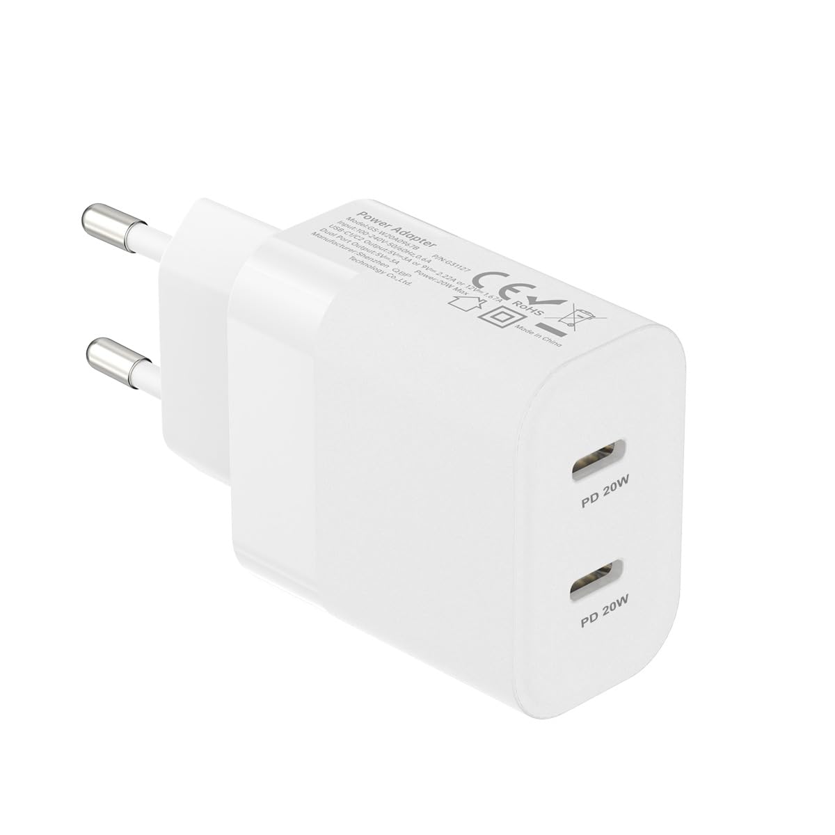 European Dual USB Type C Fast Charger Europe Travel Adapter Block for Apple iPhone 17 16 15 14 13 12 Pro Max SE iPad Samsung Pix