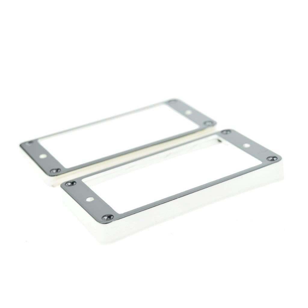 Kaish 2Pcs Chrome Humbucker Pickup Ring Curved Bottom Frame For Epiphone Les Paul