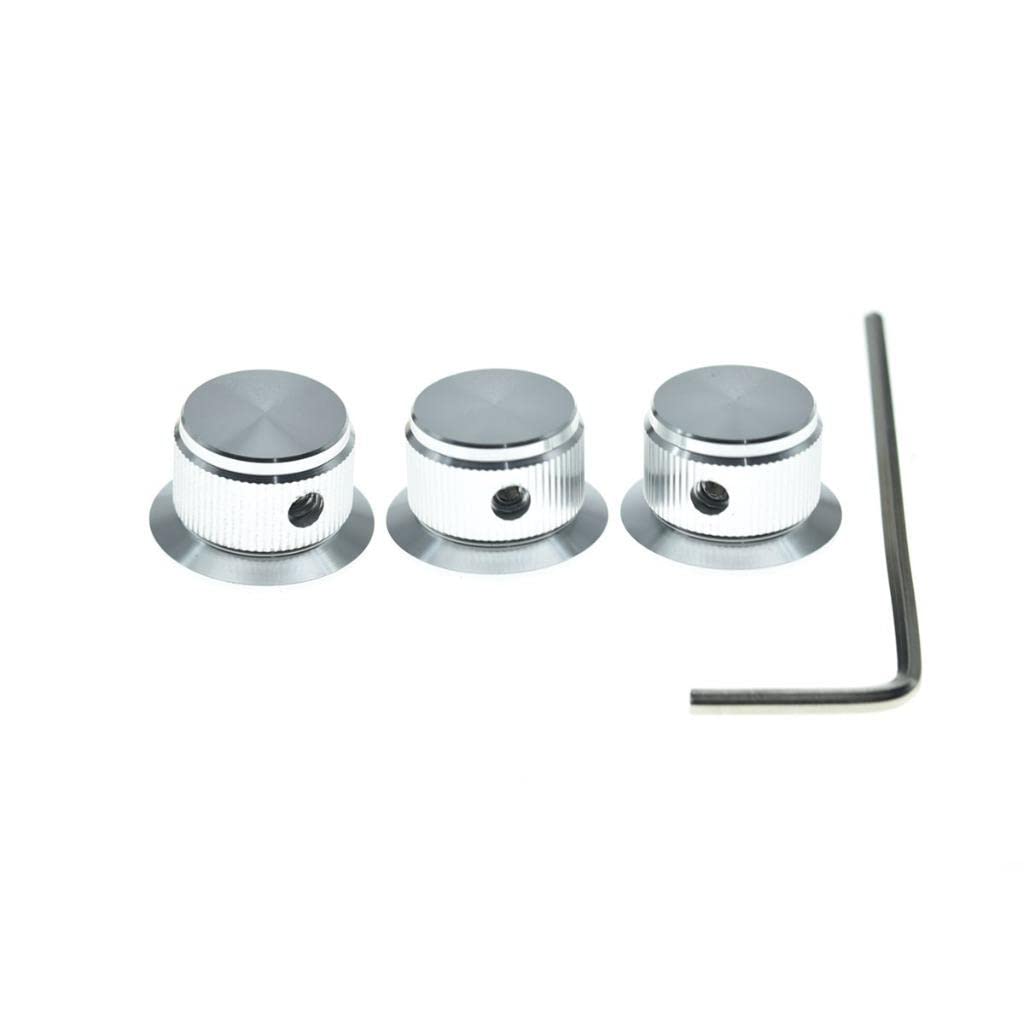 3-Pack Set Screw Style Aluminium Potentiometer Knobs 1/4 '' Universal Top Hat Knobs Bell Volume Tone Control Knobs for Guitar/Ba