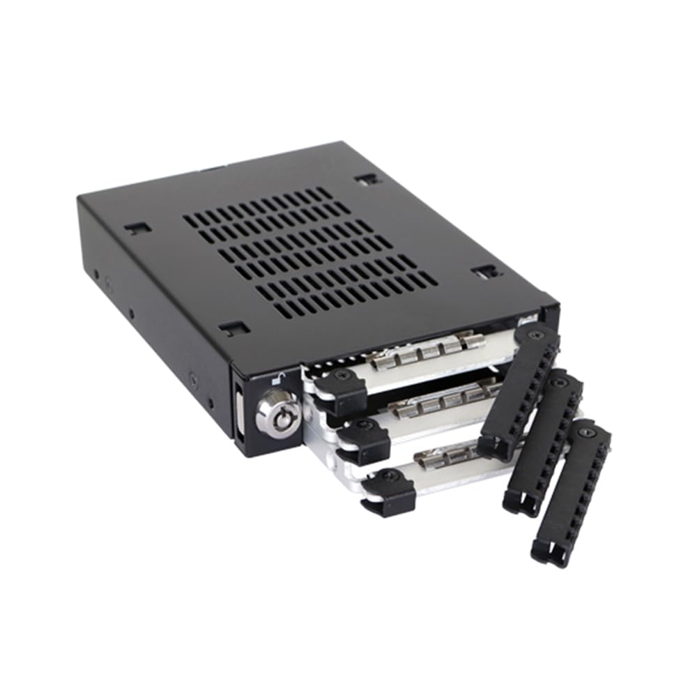 ICY DOCK Triple 3 Bay 2.5 inch SAS/SATA HDD & SSD Mobile Rack Enclosure for External 3.5� Drive Bay | ToughArmor MB993SK B