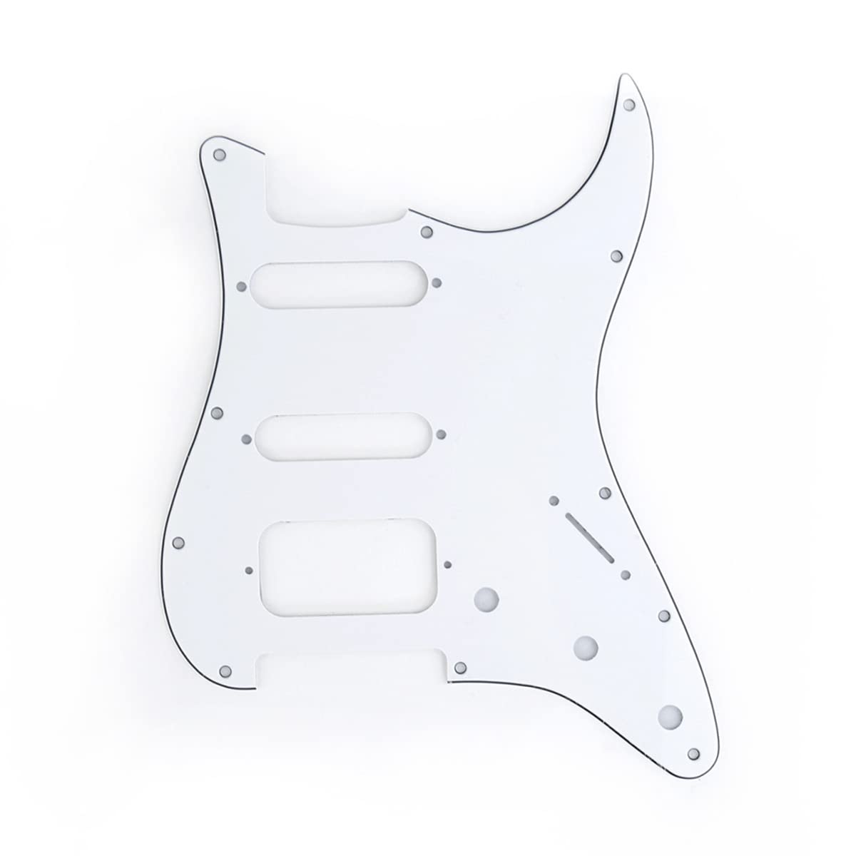 Musiclily Pro 11 Hole Round Corner Hss Guitar Strat Pickguard For Usa/Mexican Stratocaster Open Pickup, 3Ply White