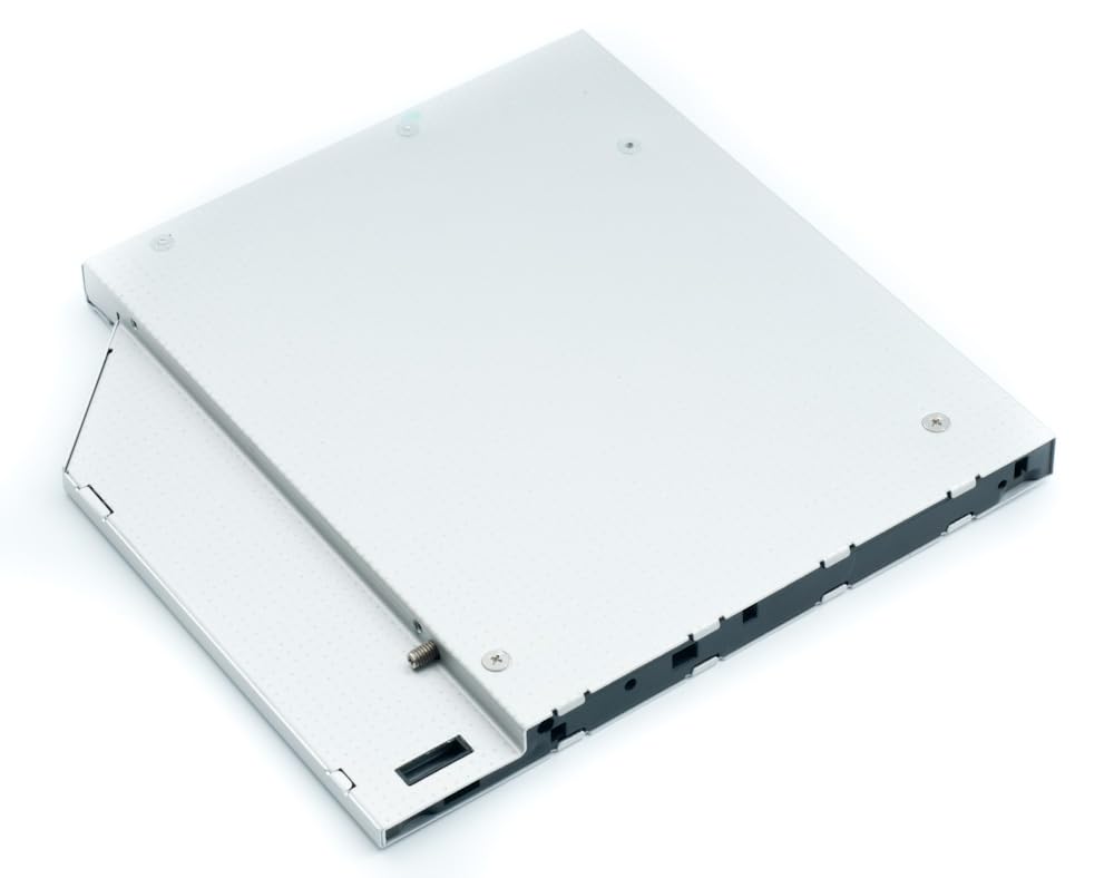 QUMOX 2nd HDD SSD DVD Bay Caddy Adapter for 2.5'' SATA Hard Drive, 9.5mm, Black/Silver - Universal CD/DVD-ROM Enclosure