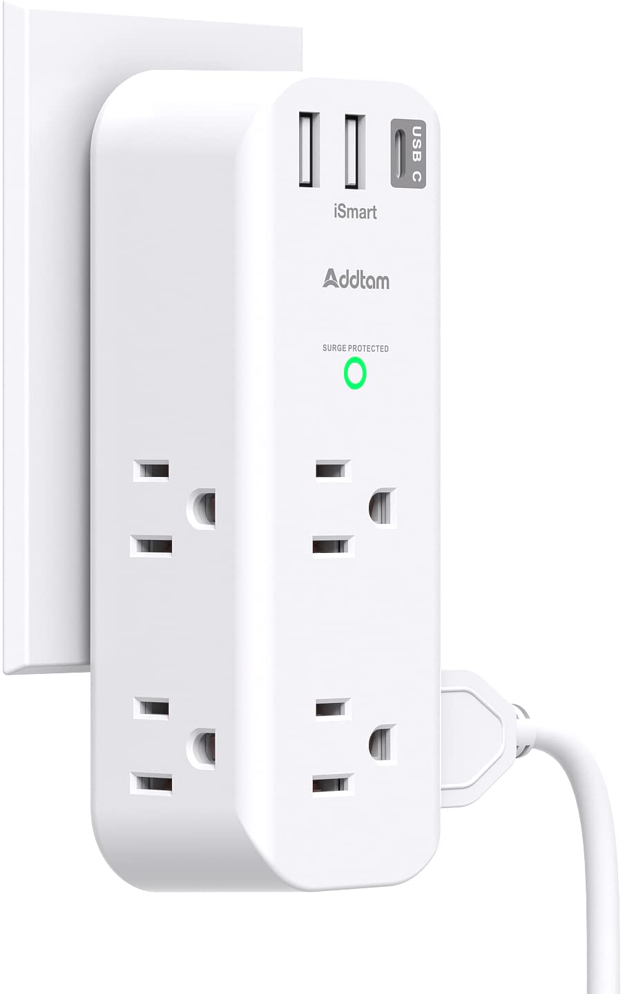 Surge Protector   Outlet Extender With Rotating Plug, Multi Plug Outlets With 6 Ac 3 Usb Ports (1 Usb C), 3 Sided Power Strip Wi