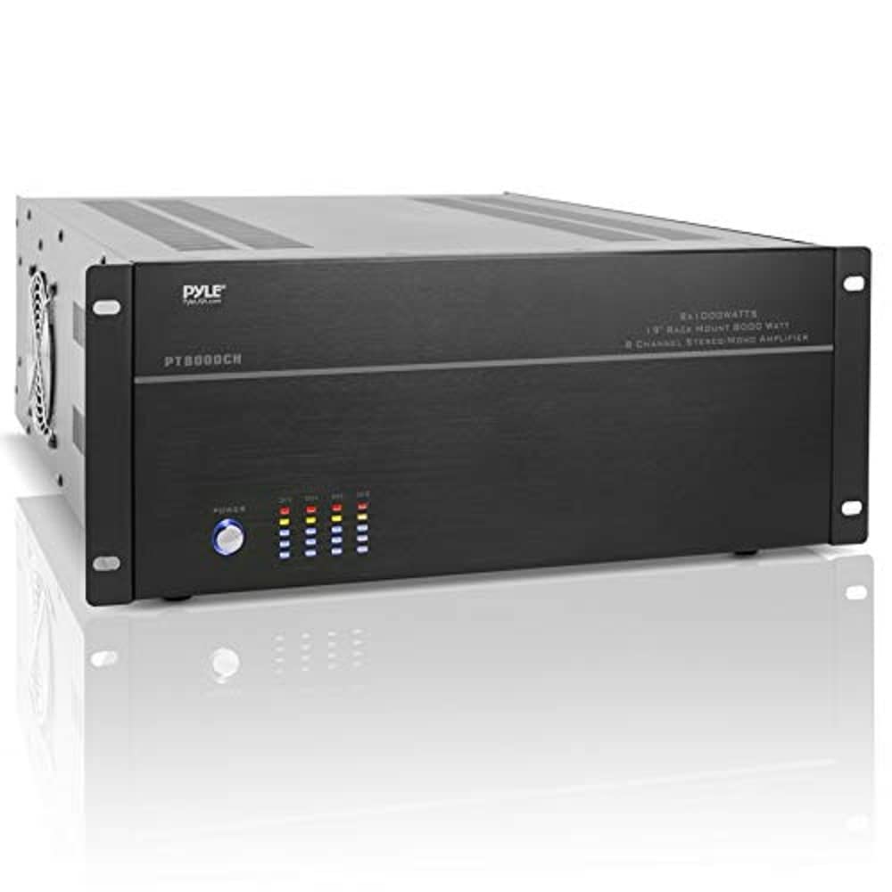 Pyle 4 Multi-Zone Stereo Amplifier - 19    Rack Mount, Powerful 8000 Watts With Speaker Selector Volume Control & Led Audio Leve