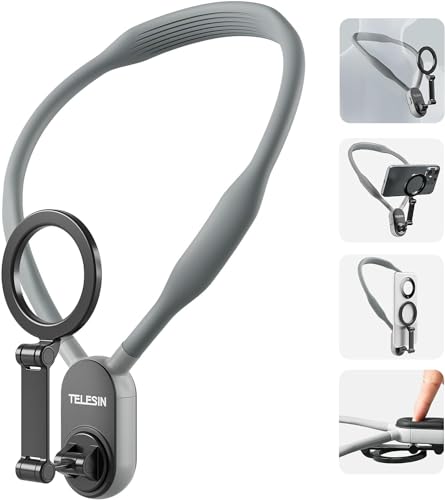 Telesin Magnetic Neck Mount For Phones, Pov/Vlog Selfie Mount Hand Free Phone Neck Holder Chest Stand Strap Video Recording For
