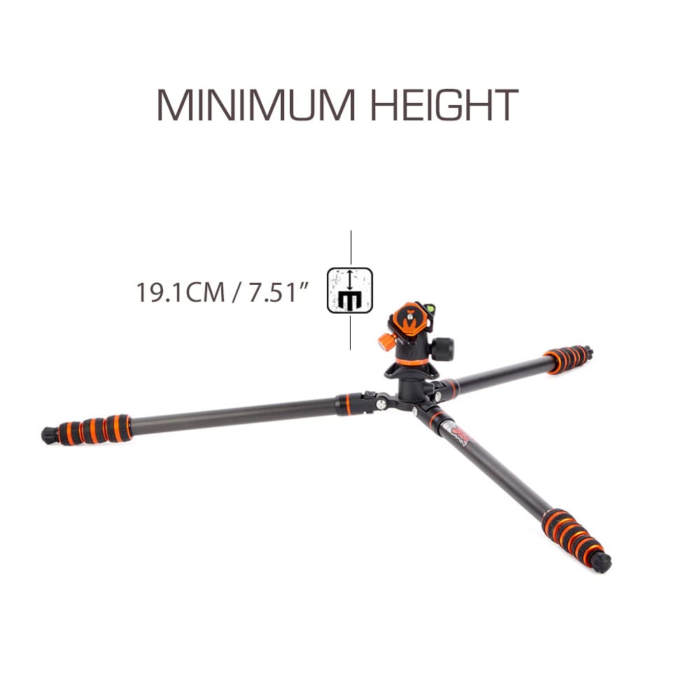 3 Legged Thing Punks Billy 2.0 Carbon Fibre Travel Friendly Tripod   Compact & Adjustable Camera Tripod With Three Detachable Legs   Copper/Black (Billyblack2.0)