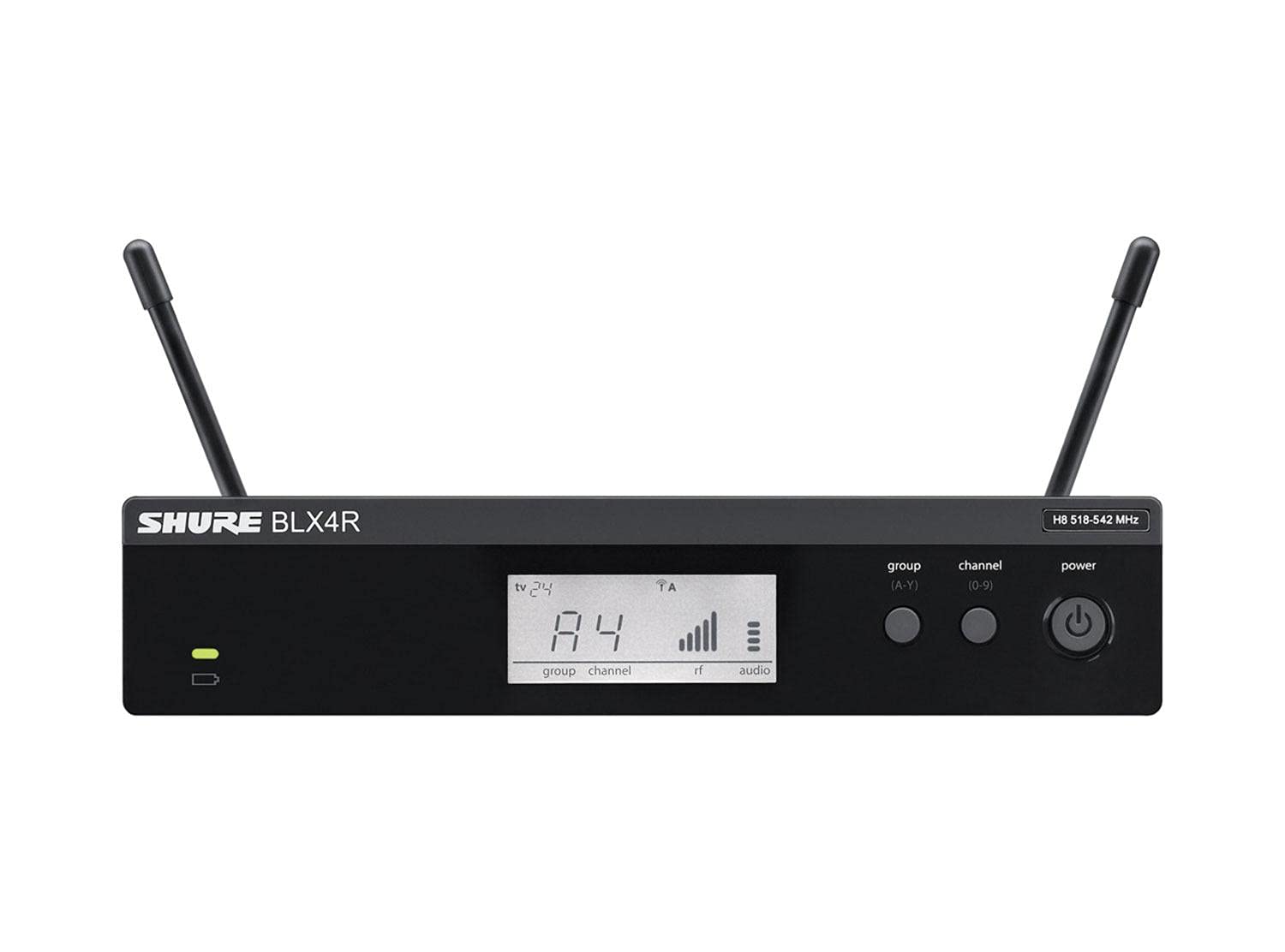 Shure BLX4R Rack-Mount Wireless Receiver H10 Band (542-572 MHz) - BLX Series Single-Channel Receiver with QuickScan, XLR & 1/4 O