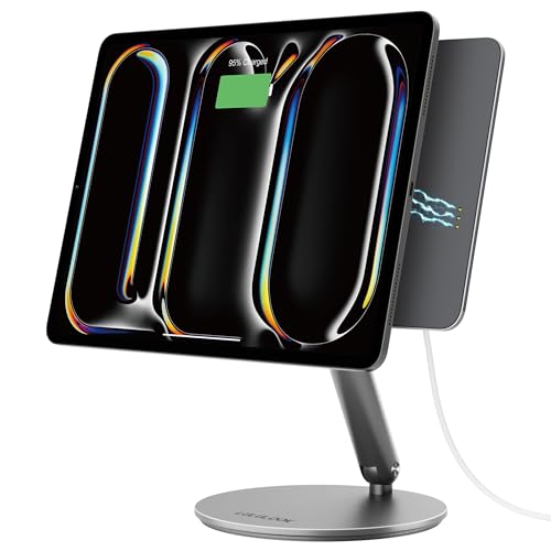 Lululook Magnetic Wireless Charging Stand For Ipad Pro 11 Inch M4 (2024) Only, 360� Rotating Base With Anti Slip Pad, Aluminium Alloy Foldable Ipad Pro Stand, Not Support Ipados 18.3 Beta1&2 Version.