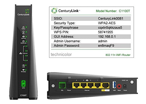 Centurylink Technicolor C1100T Vdsl2 Modem 802.11N Wifi Router