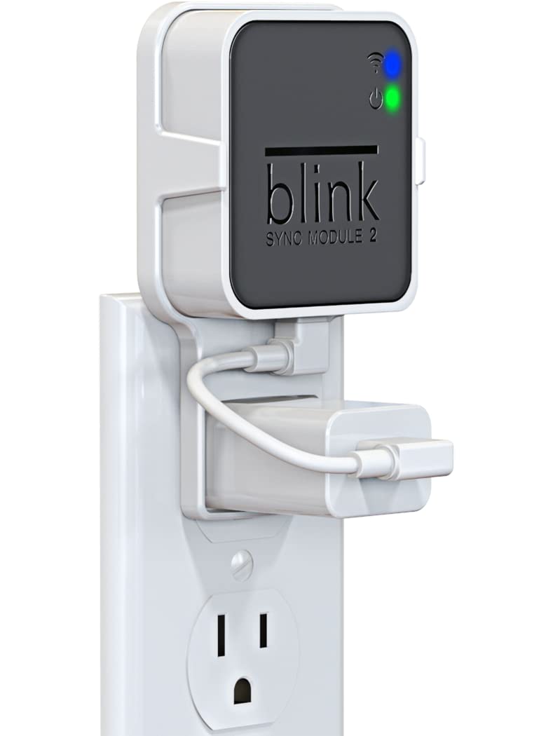Outlet Wall Mount For Blink Sync Module 2, Mount Bracket Holder For Blink Outdoor Camera Home Security Camera With Easy Mount Short Cable And No Messy Wires Or Screws