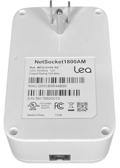 Lea Networks Netsocket1800 Powerline Adapter, Hpav2 Mimo, Single Unit, Filtered Outlet (1 Pack)