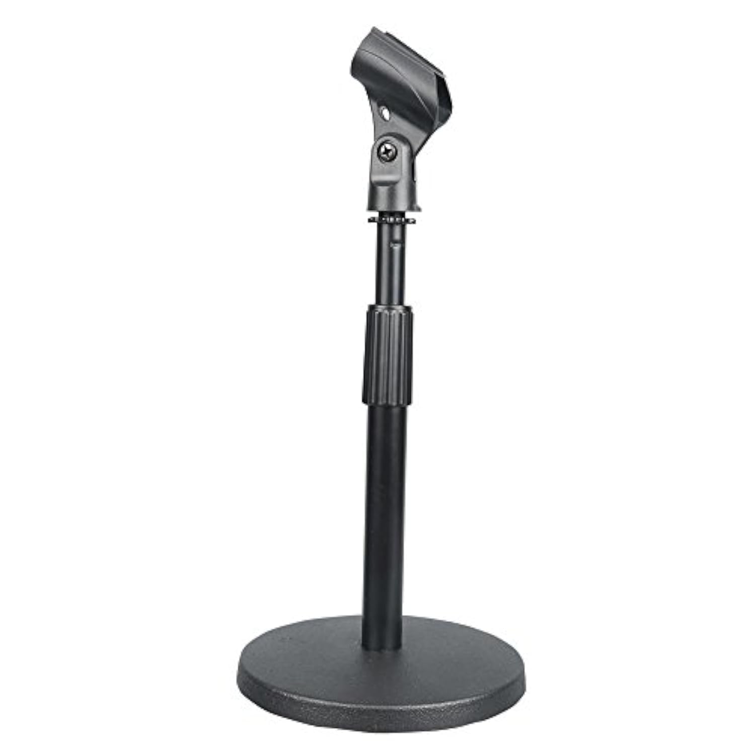 Pyle Compact Tabletop Microphone Stand  Mini Desktop Mount W/Height Adjustment 9 To 13 High & Universal M 6 Mic Holder Solid Rou