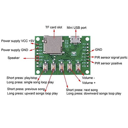 Stemedu Mp3 Playback Kit Music Voice Recording Module Diy Welcomer Sound Recording Board With Speaker And Pir Infrared Sensor, Support Usb Download And Tf Card