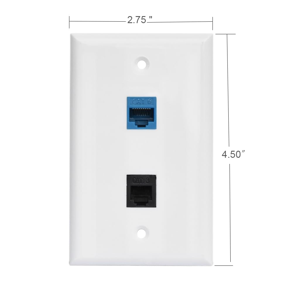 Bupldet Rj11 Rj45 Wall Plate   Phone Cat6 Ethernet Wall Plate Female To Female   1 6P4C Cat3 Rj11/Rj12 Jack + 1 Cat6 Ethernet Po