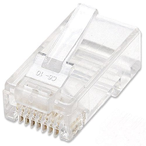 Intellinet Cat6 Rj45 Connector Ends Set Modular Plugs 100 Pcs   Stranded Wire Two Prong Terminals & Gold Plated Contacts   Utp E