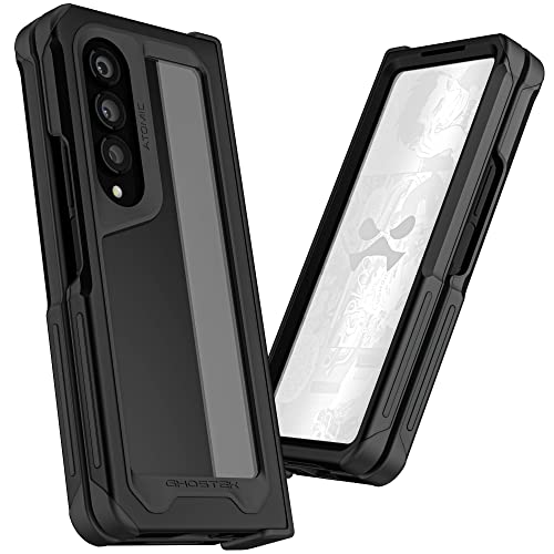 Ghostek Atomic Slim Galaxy Z Fold 4 Case Clear With Black Aluminum Metal Bumper Premium Rugged Heavy Duty Shockproof Protection