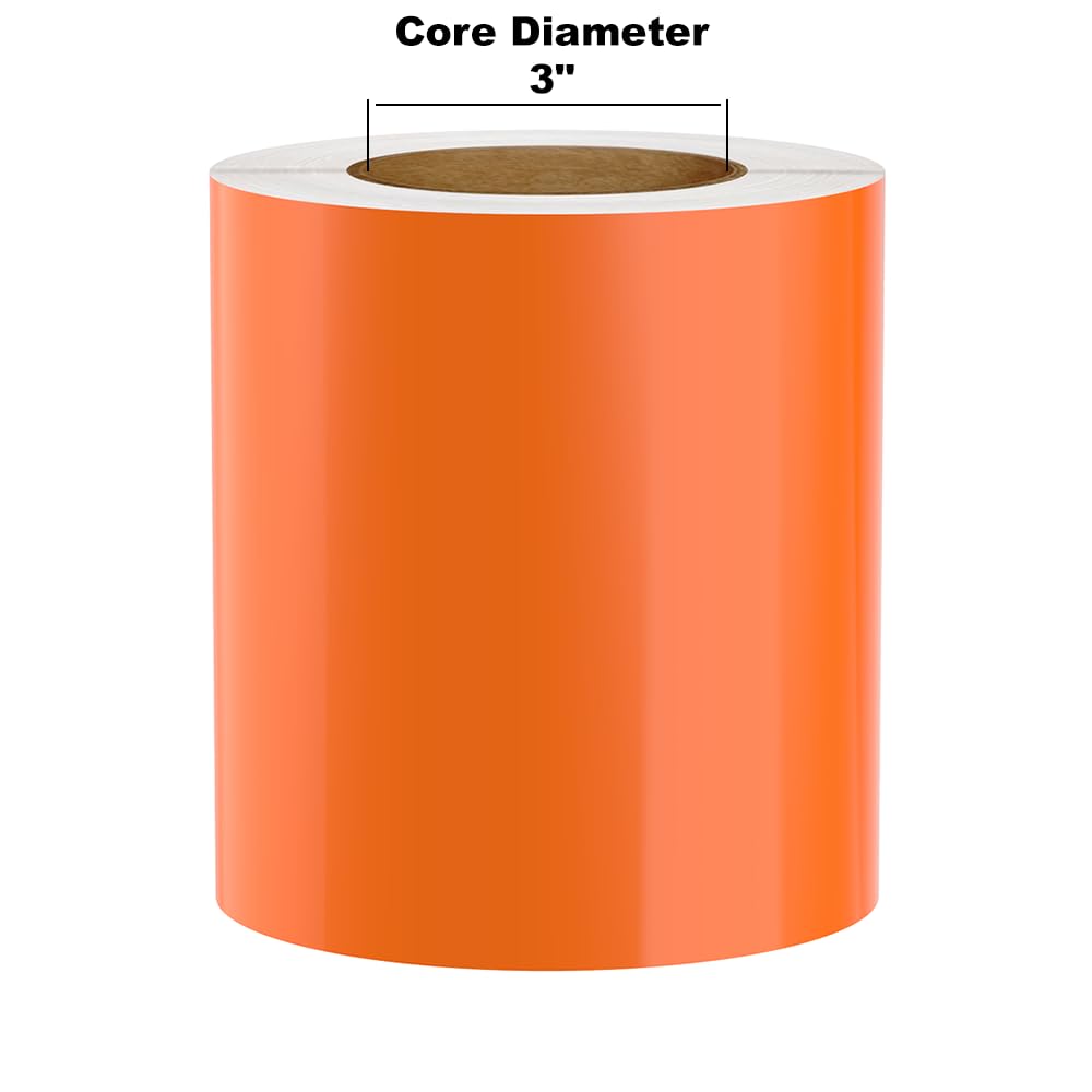 (Discontinued) Kingston Premium Vinyl Label Tape, Orange, 6 x 150 on 3 Core for DuraLabel 9000, LabelTac 9, SafetyPro 9G, VnM 8