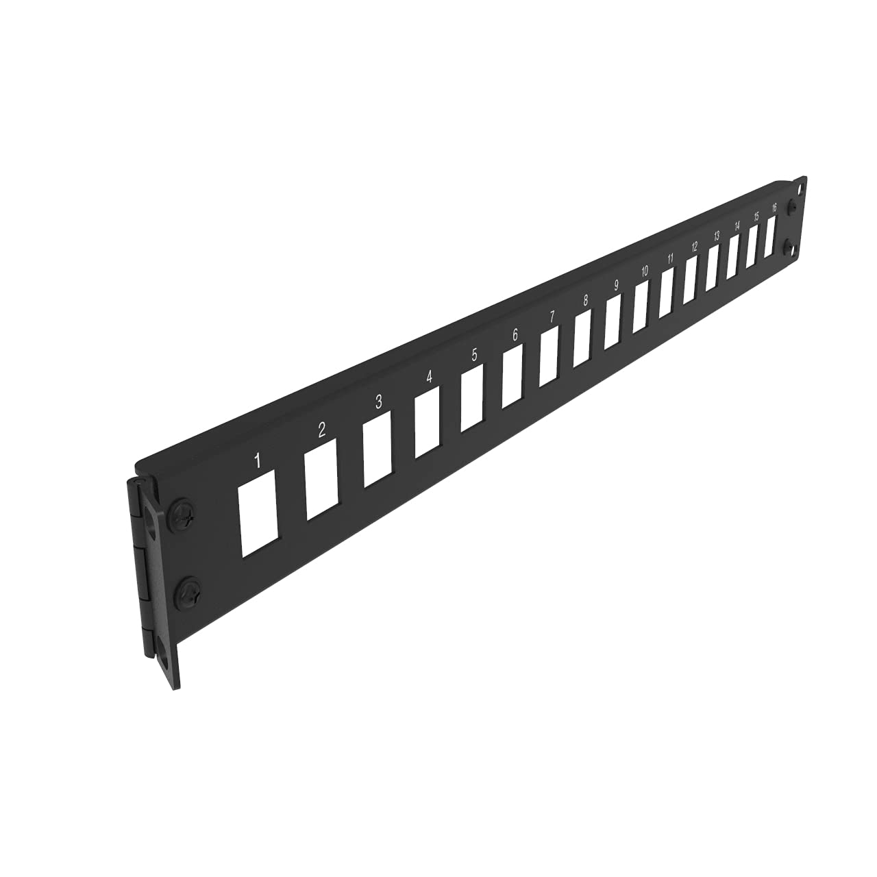 Jingchengmei 16 Port 1U Hinged Rack Blank Patch Panel For Keystone Jack Cat.6 Or Cat.5E, 19' Rackmount (H1Uks16H, Black)