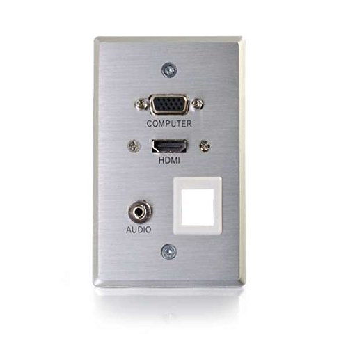 C2G 41013 Composite Video And Rca Stereo Audio Pass Through Single Gang Wall Plate, Brushed Aluminum