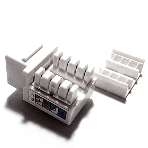 Cess Network Modular Keystone Snap In Jacks, Rj45 Cat6/Cat5E Tool Less, Gold Plated, 10Gb Ethernet, White, 10 Pack