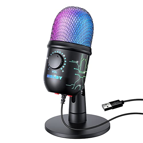 MRSDY Gaming Microphone, USB Computer Microphone for PC, Mac, PS4/5, Condenser Podcast Mic for Studio Recording, YouTube, Stream