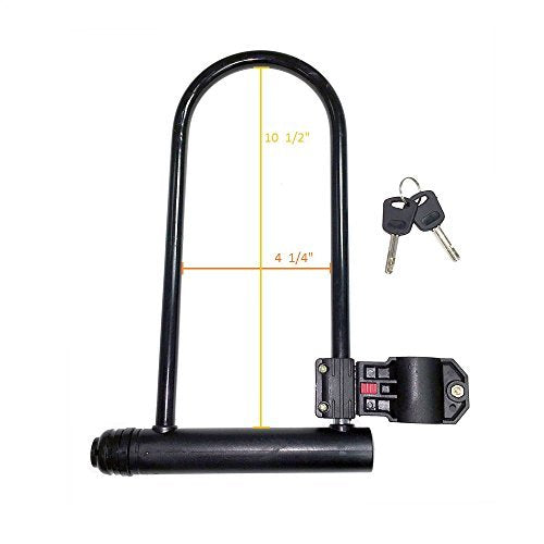 Mmg Motorcycle Scooter Anti Theft Security Lock U Shaped, Comes With Two Keys And Carry Bracket