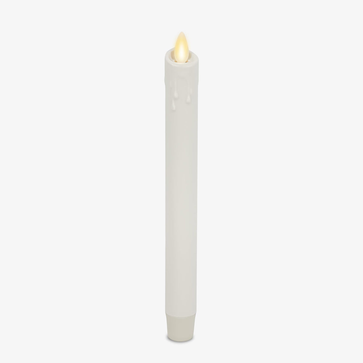 Luminara White Single Wax Drip Flameless Candle Tapers (1 X 9.5 Inch), Moving Flame Led Candle Unscented Real Wax With Dripped T