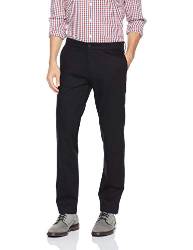 Dockers Mens Slim Fit Signature Khaki Lux Cotton Stretch Pants, Black, 38W X 30L