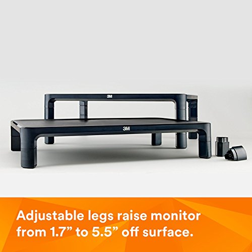 3M Adjustable Monitor Stand For Monitors And Laptops, Three Leg Segments Simply Adjust Height From 1.7'' To 5.5'', Holds Up To 2