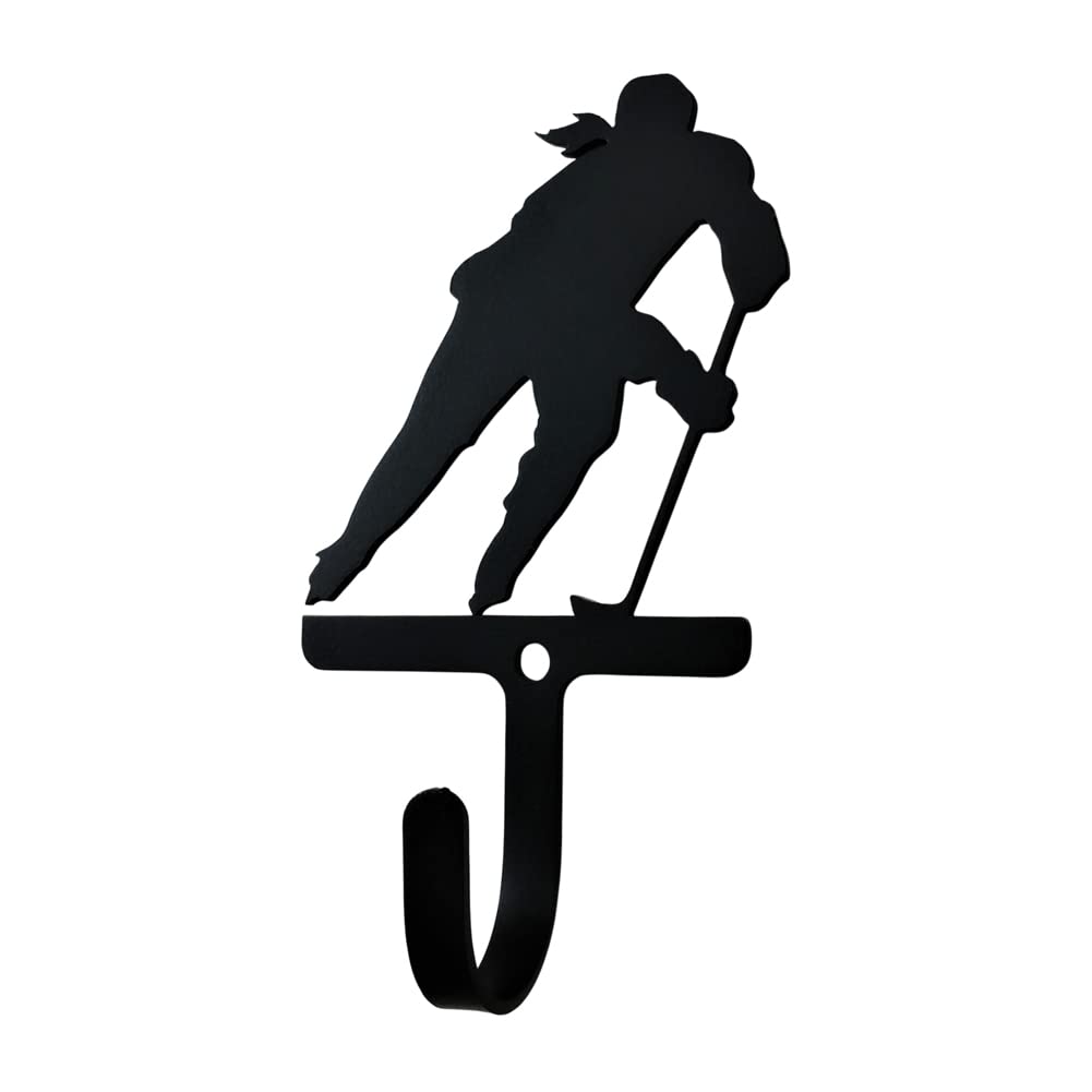 Village Wrought Iron Hockey Player Woman Girl Wall Hook Small