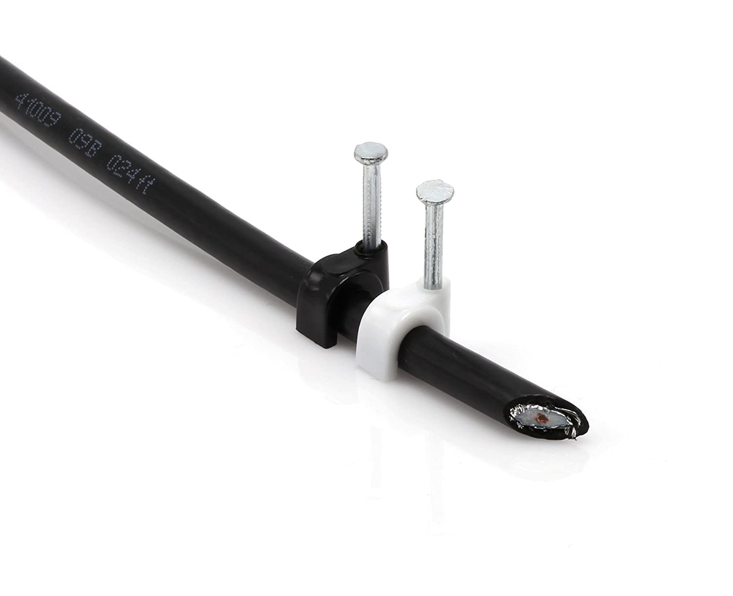 The Cimple Co   Single Coaxial Cable Clips, Cat6, Electrical Wire Cable Clip, 1/4 In (6 Mm) Nail Clip And Fastener, White (50 Pi