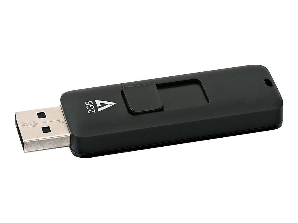 V7 2GB USB 2.0 Flash Drive with Retractable USB Connector   VF22GAR 3N, Black