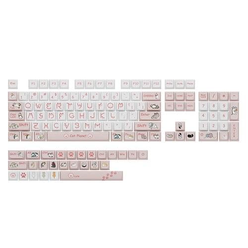Ilycheegami Pbt Xda Pink Meow Meow Cartoon Cats Keycaps Set For Girl Boys Custom Keyboard For Gateron Kailh Cherry Mx Switches A