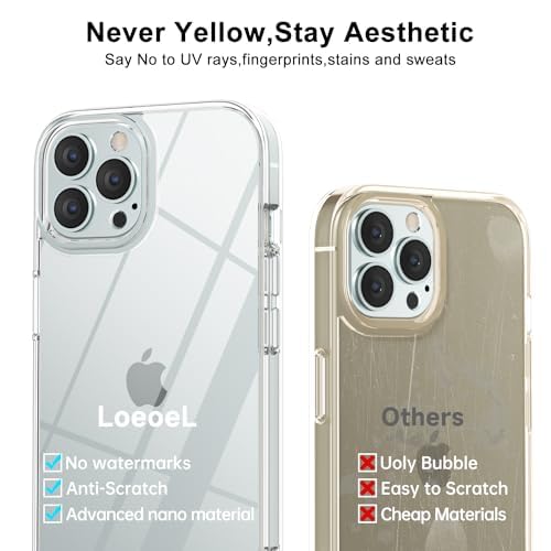 Loeoel For Iphone 12 Pro Max Case Clear, Transparent Hybrid 12 Pro Max Phone Case [Hard Plastic & Soft Silicone Bumper] Acrylic