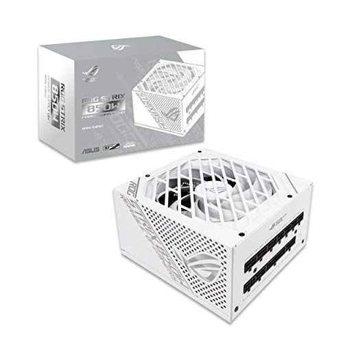Asus Rog Strix 850W White Edition Psu, Power Supply (Rog Heatsinks, Axial Tech Fan Design, Dual Ball Fan Bearings, 0Db Technolog
