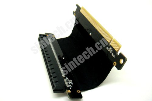 Sintech PCI-E Express X16 Riser Extend Card with High Speed Flex Cable(5cm 180Degree)