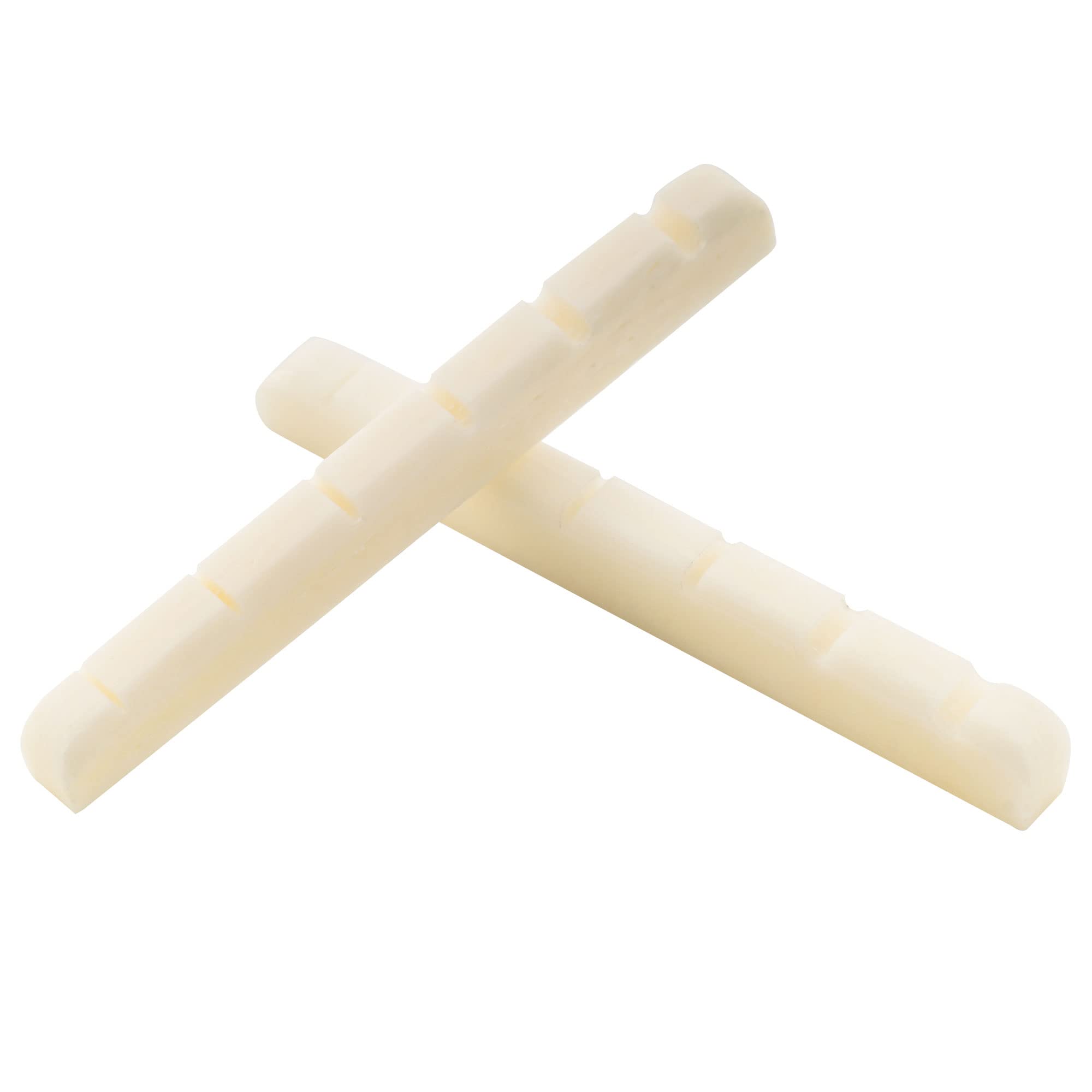 Musiclily 42Mm Bone Nut Slotted Electric Guitar Nut Flat Bottom For Strat Tele Guitar, 42X3.5X4.5Mm (2 Pieces)