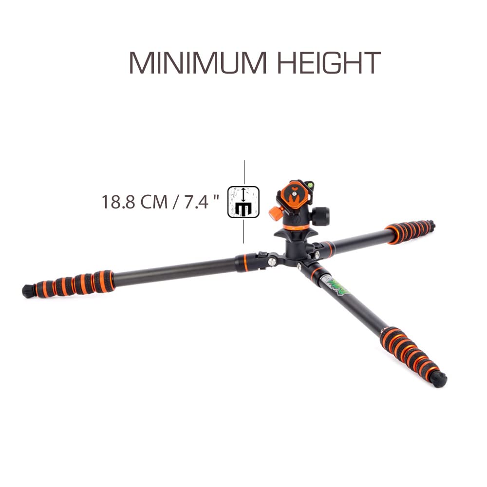 3 Legged Thing Punks Brian 2.0 Carbon Fibre Travel Friendly Tripod   Compact & Adjustable Camera Tripod With Three Detachable Legs   Copper/Black (Brianblack2.0)