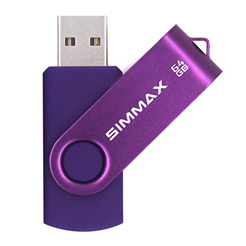 Simmax 64Gb Memory Stick Usb 2.0 Flash Drives Swivel Thumb Drive Pen Drive (64Gb Purple)