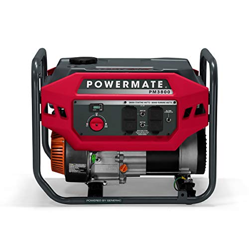 Powermate Pm3800 3,800 Watt Gas Powered Portable Open Frame Generator   Ultra Quiet Performance   Ideal For Home, Camping, Rv An