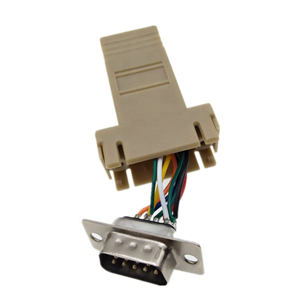 Jienk 5Pcs Db9 Male To Rj45 Modular Adapter, Db9 To Rj45 Female Jack Ethernet Adapter