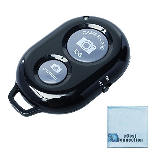 eCostConnection Wireless Remote Control Shutter Buttons for iPhone and Android Smartphones, 1, Black, Round with Microfiber Clea