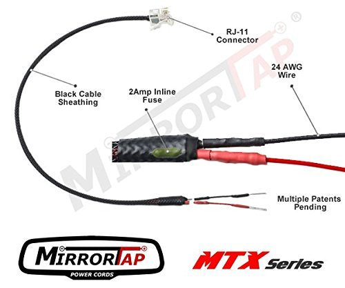 Mirrortap Mtx 1010, Rj 11,10'' Long Overall Length, Patented, Radar Detector Power Cord With 2 Amp In Line Fuse, Military Grade
